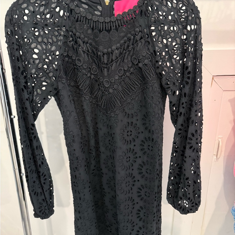 Lilly Pulitzer Black Lace Long Sleeve Dress